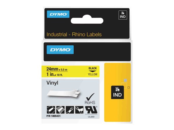 Dymo Etichette in vinile IND - Nero su giallo - Multicolore - Vinile - -40 - 80 °C - UL 969 - DYMO