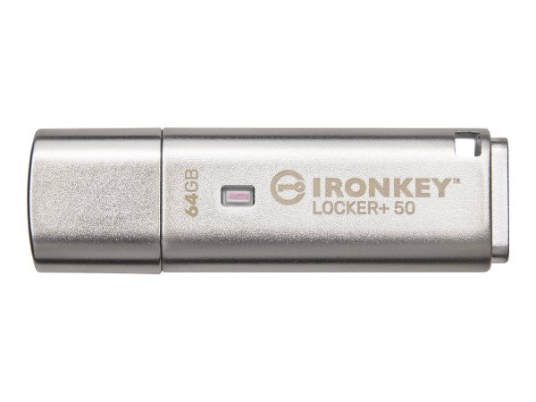 Kingston IronKey Locker+ 50 - 64 GB - USB tipo A - 3.2 Gen 1 (3.1 Gen 1) - 145 MB/s - Cuffia - Argen