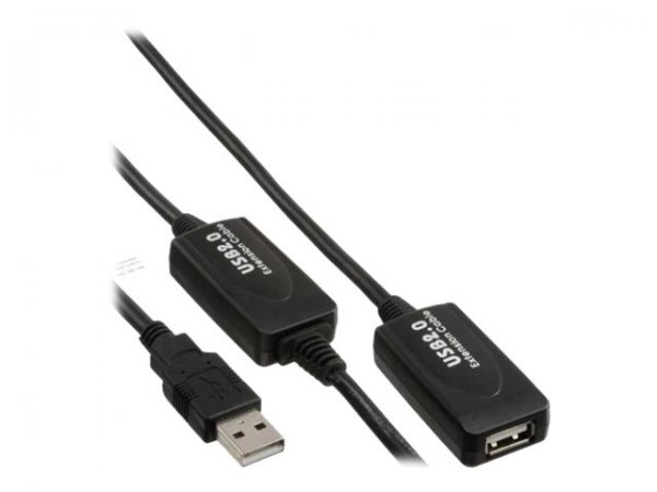 InLine Cavo USB 2.0 Am/ A F - Attivo Repeater - prolunga - nero - 25m