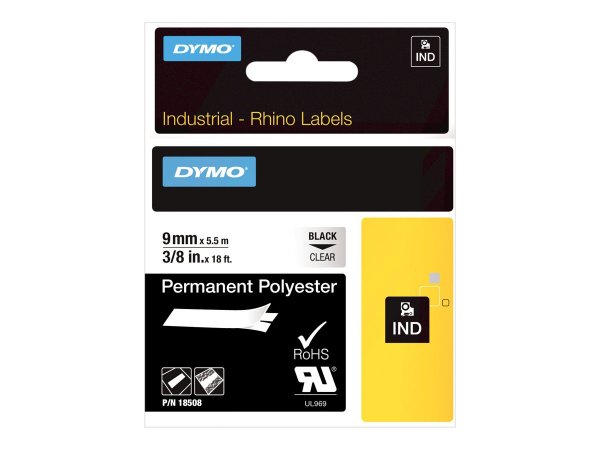 Dymo 9mm RHINO Clear Polyester Tape - D1 - Poliestere - Belgio - 5,5 m - 1 pezzo(i) - 34 mm