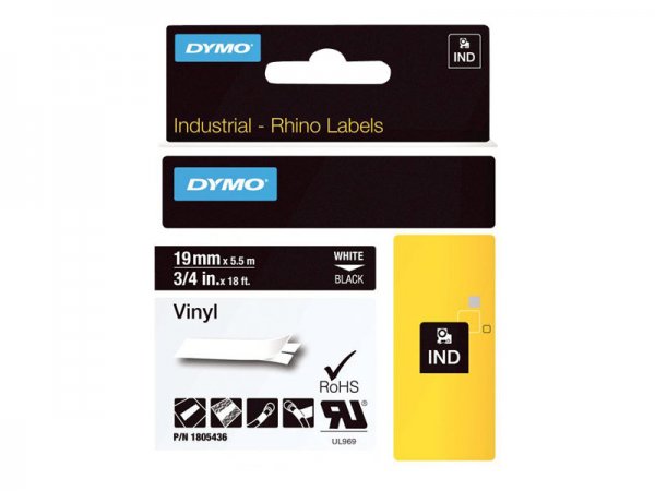 Dymo Etichette in vinile IND - Bianco su nero - Multicolore - Vinile - -40 - 80 °C - UL 969 - DYMO