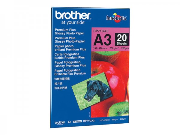 Brother BP71GA3 - Lucida - 260 g/m² - A3 - Blu - Rosso - 20 fogli - 265 µm