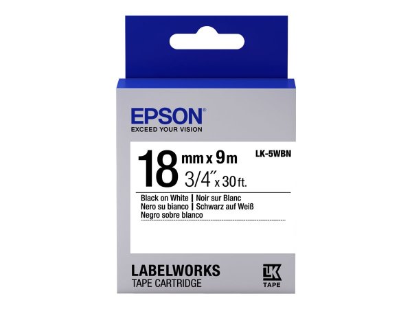 Epson Nastro fondo Standard Bianco per testo Nero 18/9 LK-5WBN - Nero su bianco - Giappone - LabelWo