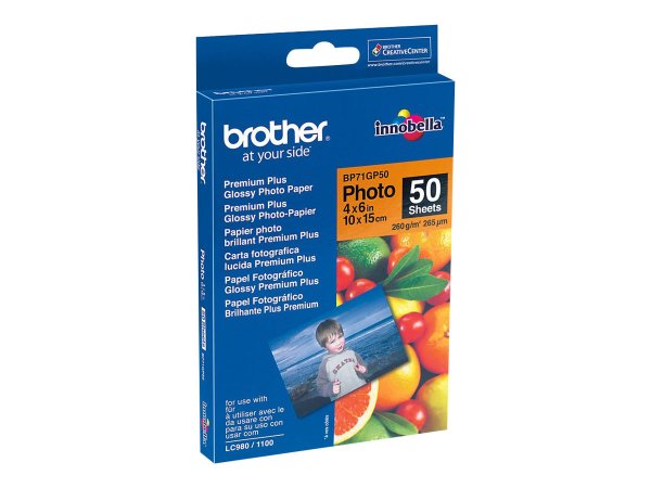 Brother BP-71GP50 - 260 g/m² - Bianco - 265 µm - 50 fogli - 102 x 152 mm