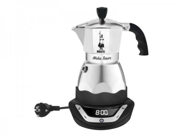 Bialetti Moka Timer - Boccale per moca elettrico - Caffè macinato - Nero - Argento