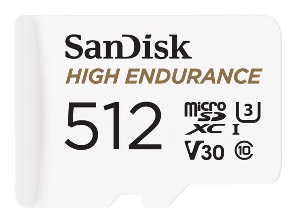 SanDisk High Endurance microSDXC 512GB+ SD Adapter up to 20K Hours Full HD/4K videos - microSDXC - R