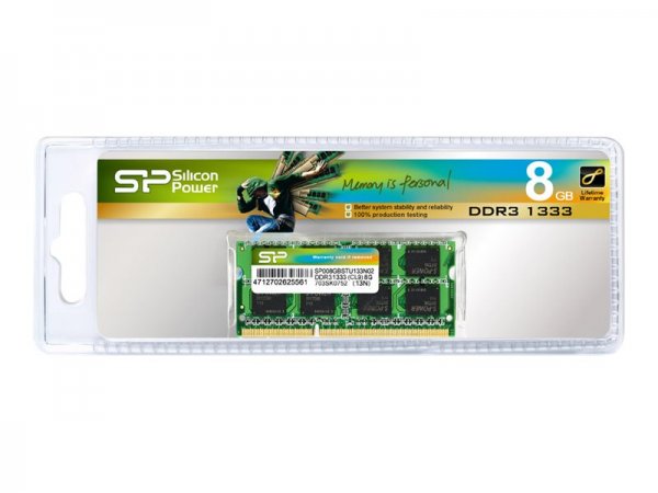 Silicon Power 8GB DDR3L SO-DIMM - 8 GB - 1 x 8 GB - DDR3L - 1600 MHz - 204-pin SO-DIMM