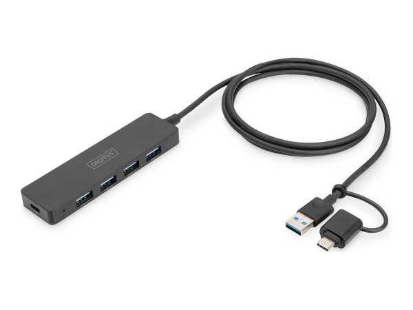 DIGITUS USB-A 3.0 Hub 4-Port USB-C Adapter/5Gbps/1.2m Kabel