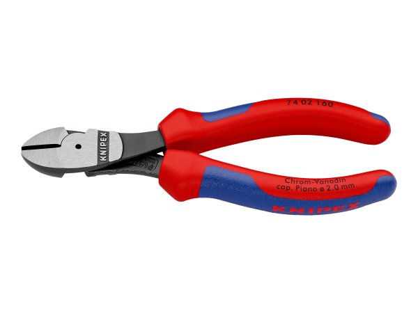 KNIPEX 74 02 160 - Pinze da taglio diagonale - Acciaio al cromo vanadio - Plastica - Blu/Rosso - 16