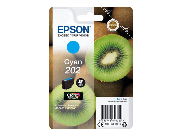 Epson Kiwi Singlepack Cyan 202 Claria Premium Ink - Resa standard - 4,1 ml - 300 pagine - 1 pz