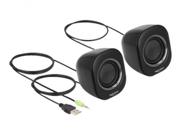 Delock Mini altoparlante stereo per PC con jack stereo da 3,5 mm maschio e alimentazione USB - 2.0 c