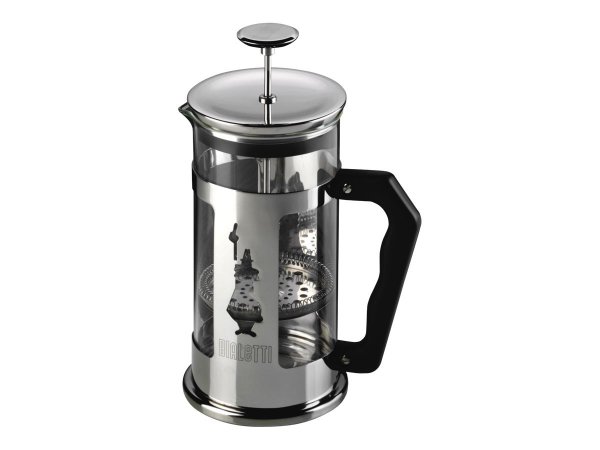 Bialetti French Press - 1 l - Schwarz - Silber - Transparent - 8 Tassen - Glas - Glas - Edelstahl