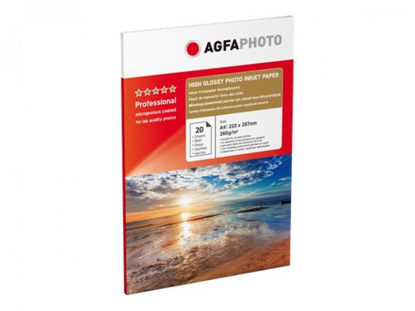 AgfaPhoto AP26020A4NEU AP Fotopapier A4 210x297mm 20 weiss 260gr glaenzend - Photo paper - 260 g/m²