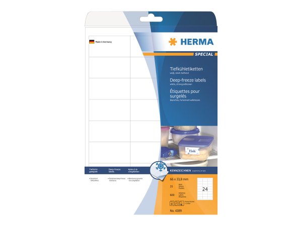 HERMA 4389 - Bianco - Etichetta per stampante autoadesiva - A4 - Carta - Laser/Inkjet - Permanente