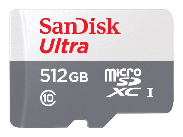 SanDisk Ultra - 512 GB - MicroSDXC - Classe 10 - UHS-I - 100 MB/s - Bianco - Grigio