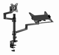 Gembird Laikiklis GEMBIRD Desk mounted adjustable monitorius arm with notebook tray