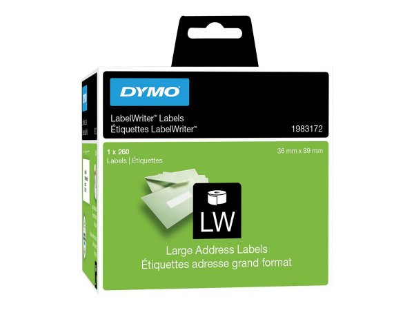 Dymo Etichette indirizzo grandi - 89x36 - Bianco - Etichetta per stampante autoadesiva - Carta - Per