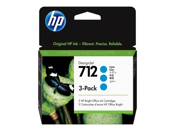 HP Confezione da 3 cartucce di inchiostro ciano originale DesignJet 712 da 29 ml - Resa standard - C