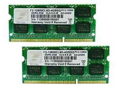 G.Skill 4GB DDR3-1600 SQ - 4 GB - 2 x 2 GB - DDR3 - 1600 MHz - 204-pin SO-DIMM