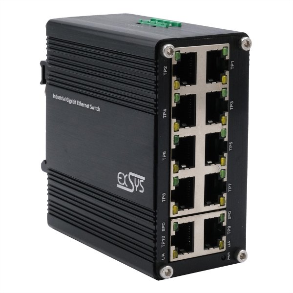 Exsys Switch 10Port Industrie Ethernet 10x10/100/1000Tx 12-48VDC - Interruttore - 1 Gbps