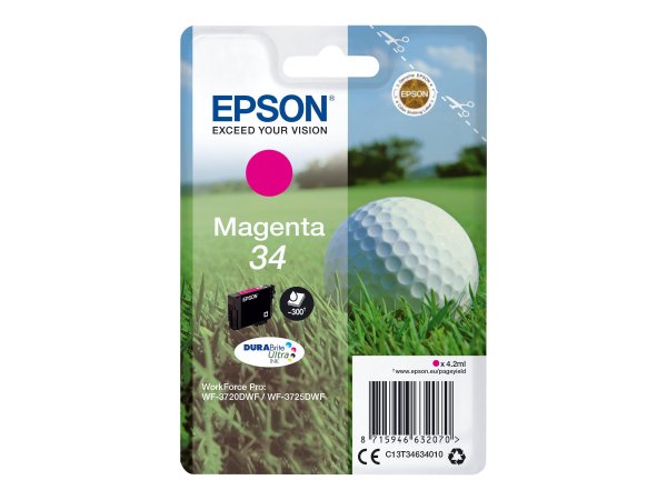 Epson Golf ball Singlepack Magenta 34 DURABrite Ultra Ink - Resa standard - Inchiostro a base di pig