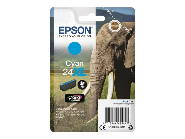 Epson Elephant Cartuccia Ciano XL - Resa elevata (XL) - Ciano - 8,7 ml - 1 pz - 740 pagine