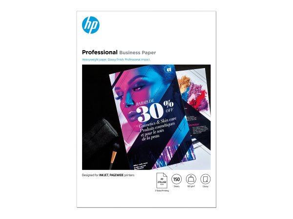 HP Carta lucida Professional Business - 180 g/m2 - A3 (297 x 420 mm) - 150 fogli - Stampa inkjet - A