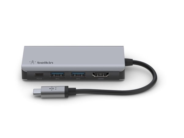 Belkin Adattatore Multiporta 4 In 1 USB-C - USB 3.2 Gen 1 (3.1 Gen 1) Type-C - 100 W - Argento - 4K