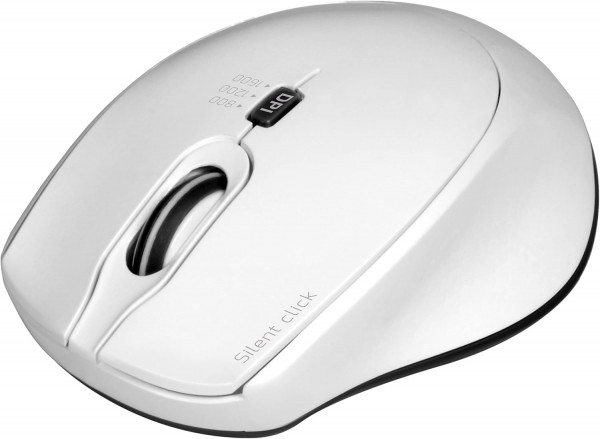 Port Connect - Mouse senza fili, 2,4 ghz, USB-a e USB-C, silenzioso, colore: bianco