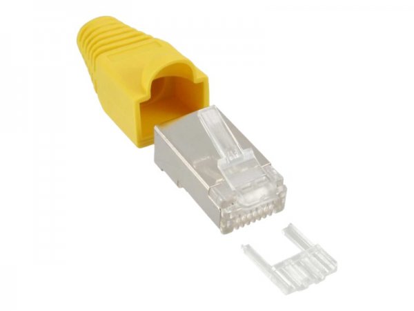 InLine Connettore a crimpare RJ45 schermato - antipiega - guida - giallo - 10pz.