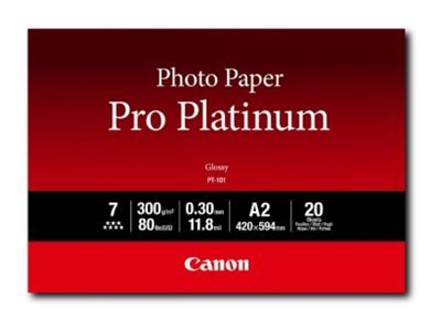 Canon Carta fotografica Pro Platinum PT-101 A2 - 20 fogli - Molto lucida - 300 g/m² - A2 - Bianco -