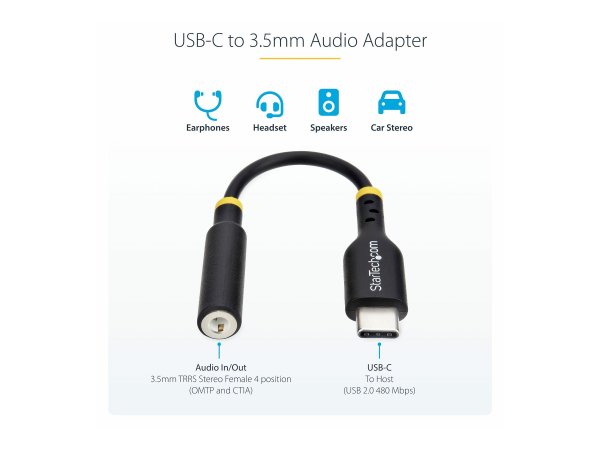 StarTech.com USB C Kopfhörer Adapter TRRS Kopfhörer-Headset Audio USB-C auf 3.5mm Klinke - Adattator