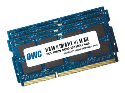 OWC OWC1333DDR3S16S - 16 GB - 4 x 4 GB - DDR3 - 1333 MHz - 204-pin SO-DIMM - Nero - Blu - Oro