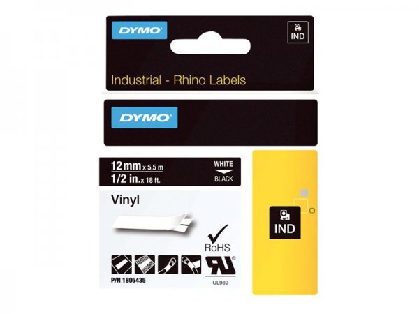 Dymo Etichette in vinile IND - Bianco su nero - Multicolore - Vinile - -40 - 80 °C - UL 969 - DYMO