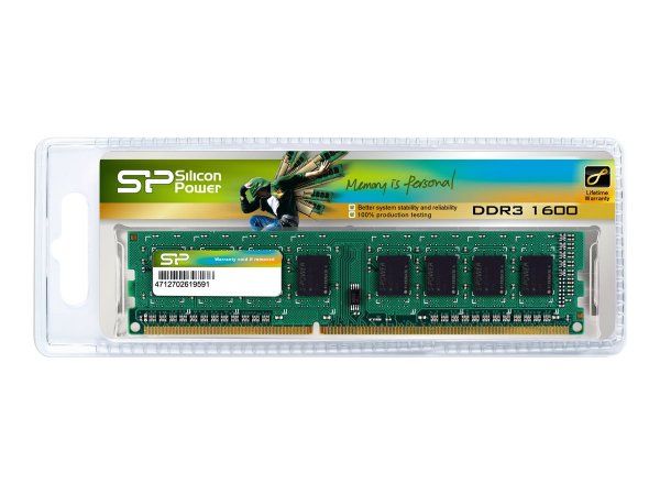 Silicon Power SP004GBLTU160N02 - 4 GB - DDR3 - 1600 MHz - Verde