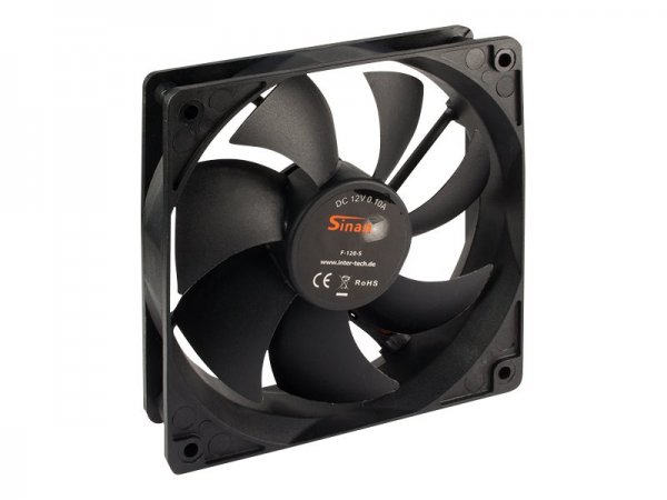 Inter-Tech F-120-S - Ventilatore - 12 cm - 1200 Giri/min - 20 dB - 90,1 pdc/min - Nero