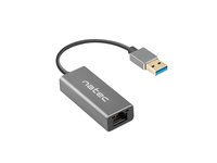 natec Cricket - USB 3.2 Gen 1 (3.1 Gen 1) Type-A - 100,1000 Mbit/s - Nero - RJ-45 - Alluminio - 24 m