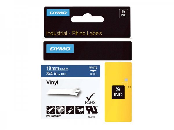 Dymo Etichette in vinile IND - Bianco su blu - Multicolore - Vinile - -40 - 80 °C - UL 969 - DYMO