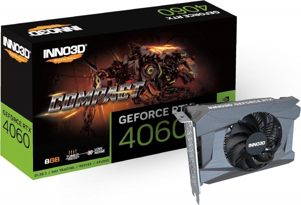 Inno3D GeForce RTX 4060 Compact - GeForce RTX 4060 - 8 GB - GDDR6 - 128 bit - 7680 x 4320 Pixel - PC