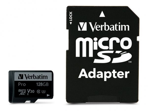 Verbatim Pro - 128 GB - MicroSDXC - Classe 10 - UHS-I - 90 MB/s - 45 MB/s