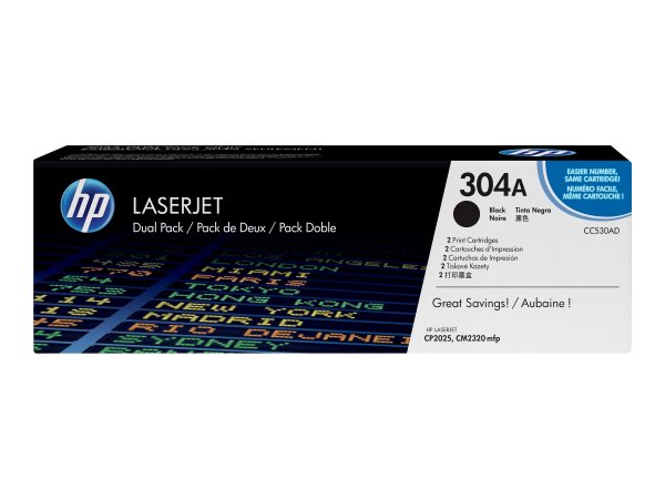 HP 304A - 2er-Pack - Schwarz - Original - LaserJet - Tonerpatrone (CC530AD)