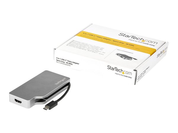 StarTech.com Adattatore Multiporta Video USB-C 4 in 1 in Alluminio - 4K 60Hz - Grigio Siderale - USB