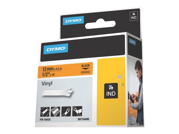 Dymo Etichette in vinile IND - Nero su arancione - Multicolore - Vinile - -40 - 80 °C - UL 969 - DYM