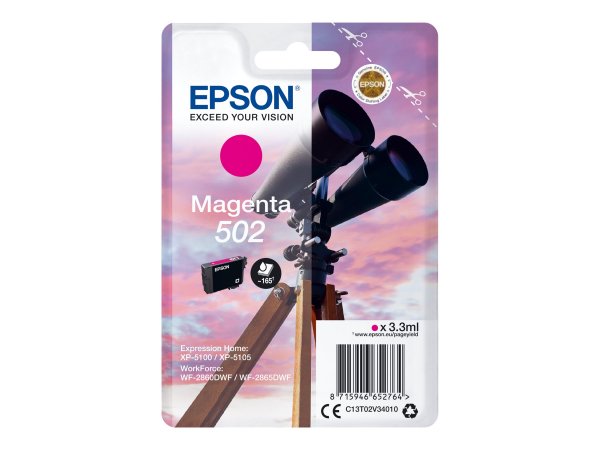 Epson Singlepack Magenta 502 Ink - Resa standard - Inchiostro a base di pigmento - 3,3 ml - 165 pagi