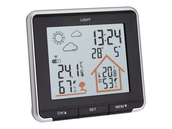 TFA LIFE - Schwarz - Silber - Innen-Hygrometer - Innen-Thermometer - Außen-Hygrometer - Außen-Thermo