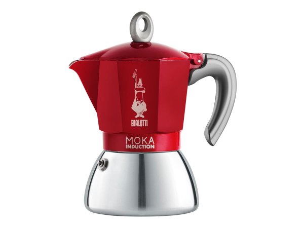 Bialetti Moka Induktion - Mokka-Kanne - 0,28 l - Rot - Edelstahl - Aluminium - Edelstahl - 6 Tassen