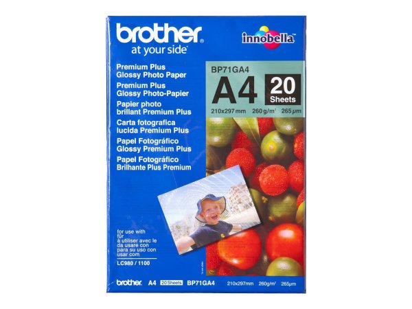 Brother BP-71GA4 - 260 g/m² - A4 - Blu - Rosso - 20 fogli - 265 µm - 100 anno/i