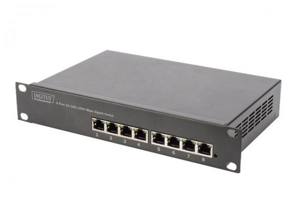 DIGITUS Switch Gigabit 8 porte 10'' - Non gestito - Gigabit Ethernet (10/100/1000) - Full duplex - M