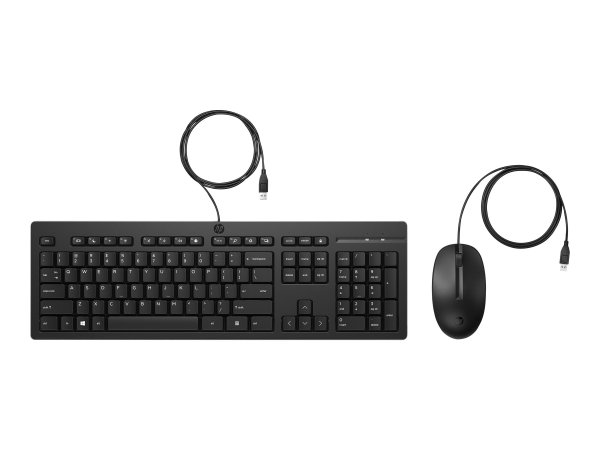 HP Mouse e tastiera 225 Wired - Cablato - USB - Interruttore a chiave a membrana - QWERTY - Nero - M