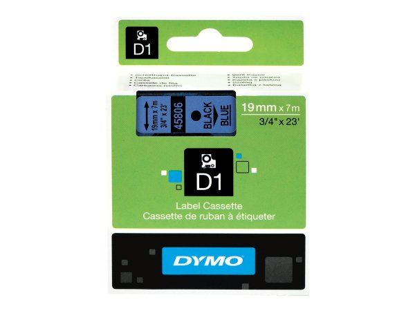 Dymo D1 Schriftband 19 mm x 7 m schwarz auf blau 45806